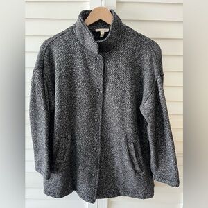 Eileen Fisher Organic Cotton Terry Stand Collar Jacket Size Petite Small